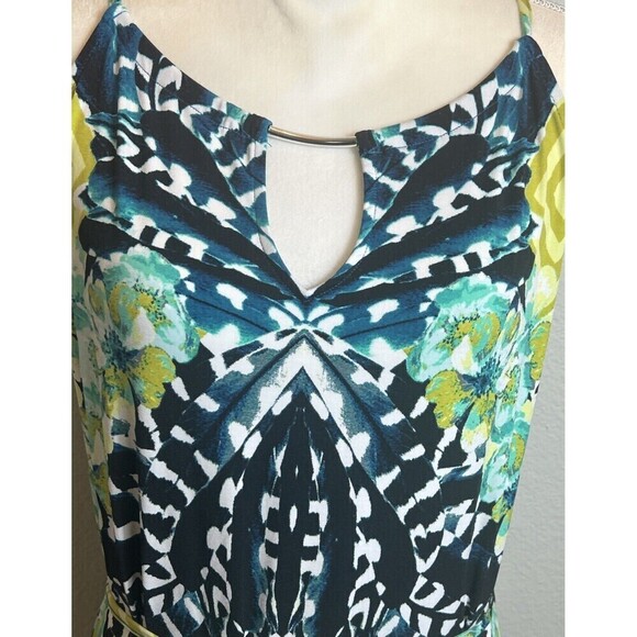 New York & Company Sleeveless Multi Color Stretch Hi Lo Maxi Dress Size L 12/14 - Picture 7 of 9